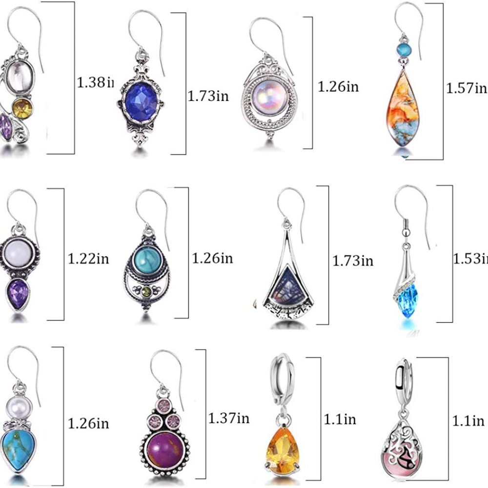12-14 Pairs Drop Dangle Earrings for Women Boho Jewelry Waterdrop Earrings Set - Picture 3 of 16